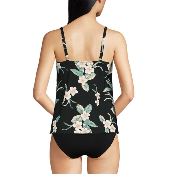 Lands end Tulip Hem Tankini Top Floral Black Tankini 2 piece - Picture 5 of 6